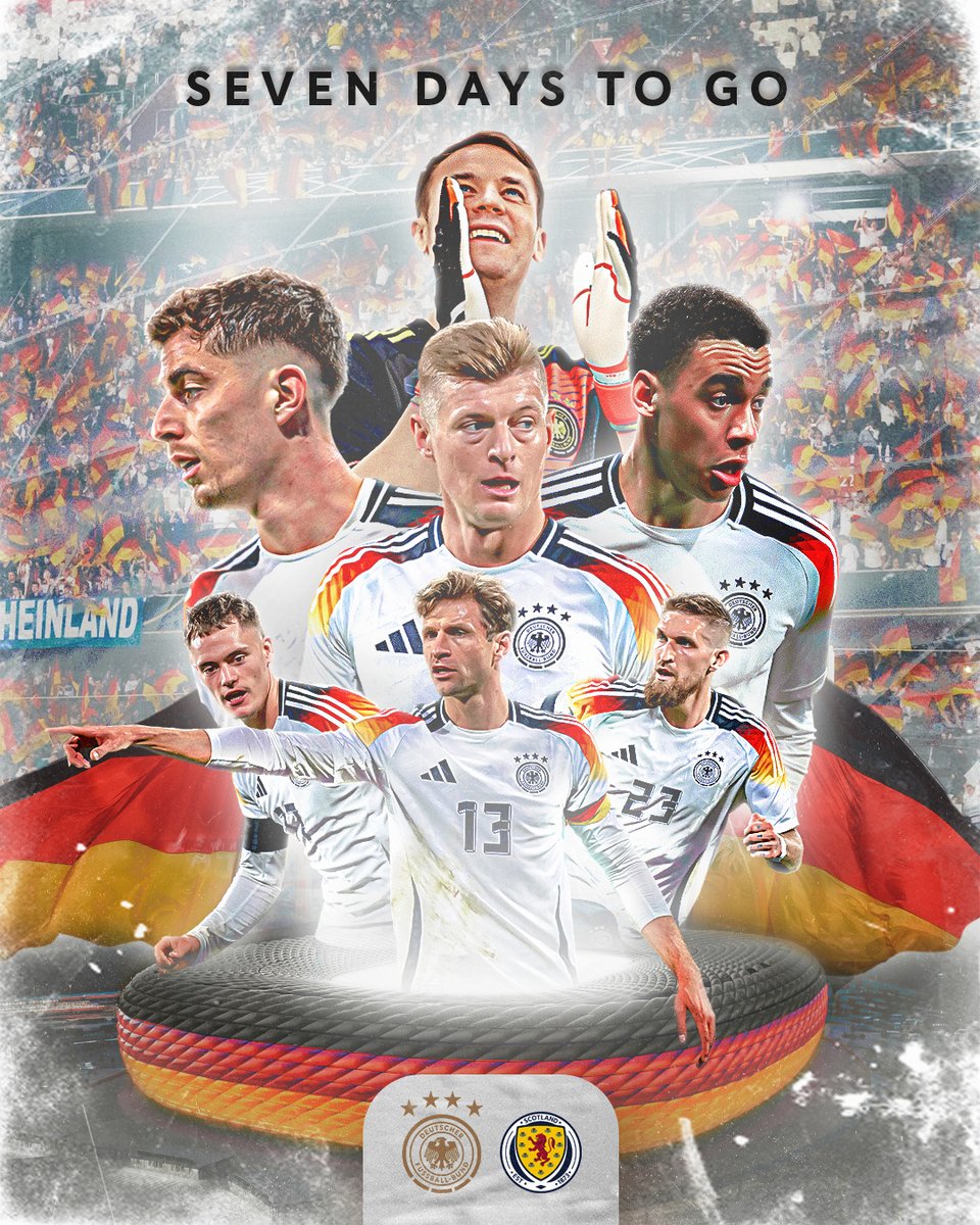 DFB_Team_EN's tweet photo. It doesn’t get much more exciting than this! 😍

7️⃣ days to go until we play Scotland at our home Euros 🇩🇪

#DFB #GermanFootball #GermanMNT #EURO2024

📸 Getty Images, DFB/ Curtis Mbella Ngom https://t.co/EXcquXqssX