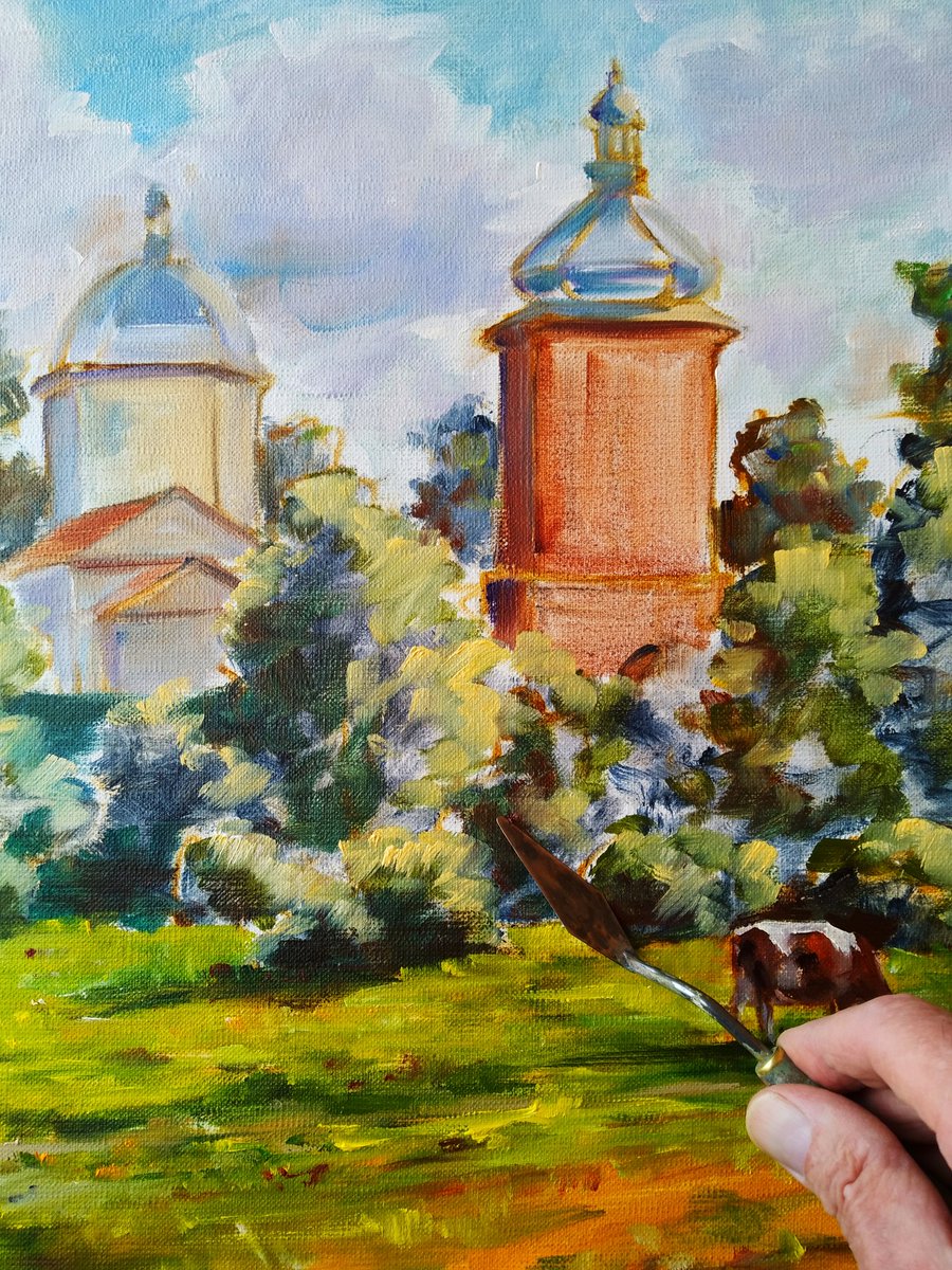Замки, дворцы и усадьбы Беларуси, прекрасная натура для пейзажа. Рабочий момент, новый пейзаж. Очень красивое место, на берегу реки Неман.
#пейзаж
#Беларусь
#замок
#картина