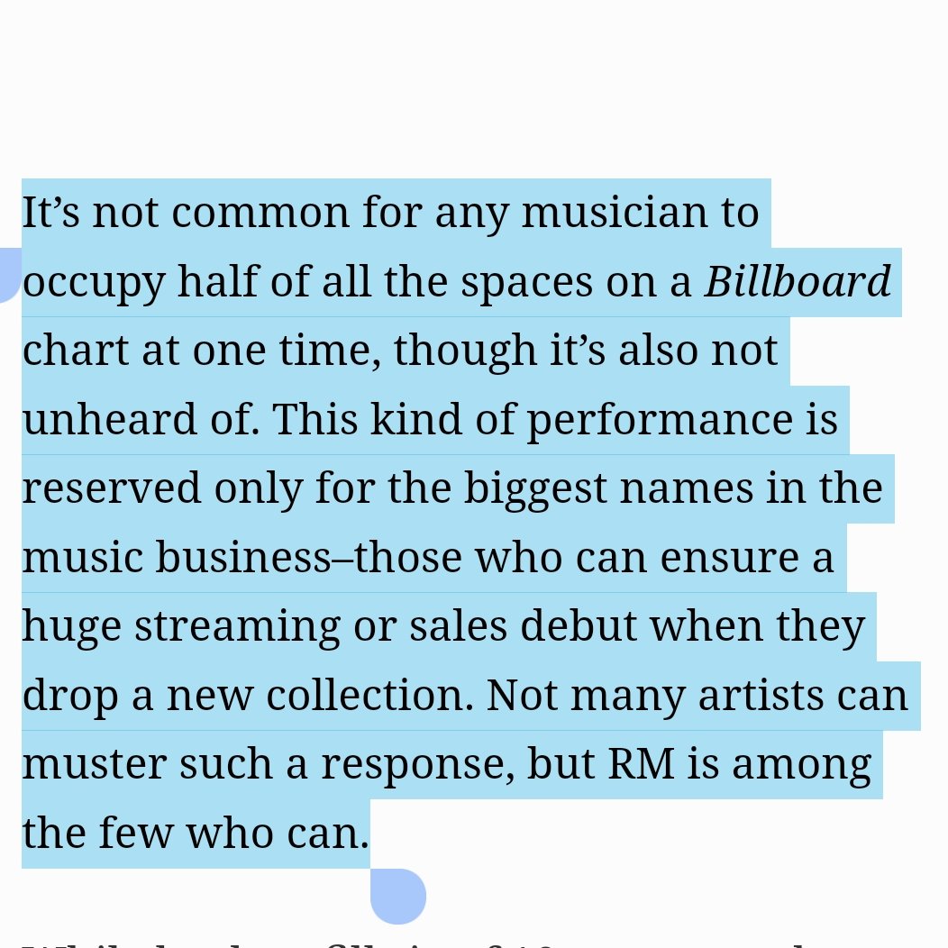 mhereonlyforbts's tweet photo. Forbes about Namjoon owning 60% of Billboard Chart this Week: 

"It’s not common for any musician to occupy half of all the spaces on a Billboard chart at one time, though it’s also not unheard of. This kind of performance is reserved only for the biggest names in the music business–those who can ensure a huge streaming or sales debut when they drop a new collection. Not many artists can muster such a response, but RM is among the few who can."

OH KIM NAMJOON YOU WILL BE FOREVER SUCCESSFUL 🔥