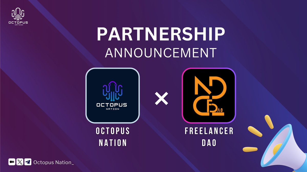 OctopusNation_'s tweet photo. 🔈Excited to Announce a Partnership,
Octopus Nation & @freelancers_dao join forces to empower #Web3 creators & freelancers!
This partnership fosters a vibrant community for shared learning & skill exchange.
#Ottochain #BlockchainInnovation #FDAO #BOS #OTTO #OMNITY #blockchain https://t.co/6bWZkj2HjM