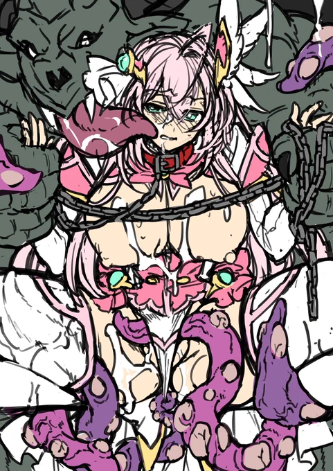 別で予告していた変身ヒロインものも作業進めていて夏コミ投入予定です(イラスト:タカツキイチ先生)。画像は表紙ラフ。レオタードを下に引っ張ってる触手君がMVPです。頑張ってエロエロな話にします。よろしくお願いいたします! 