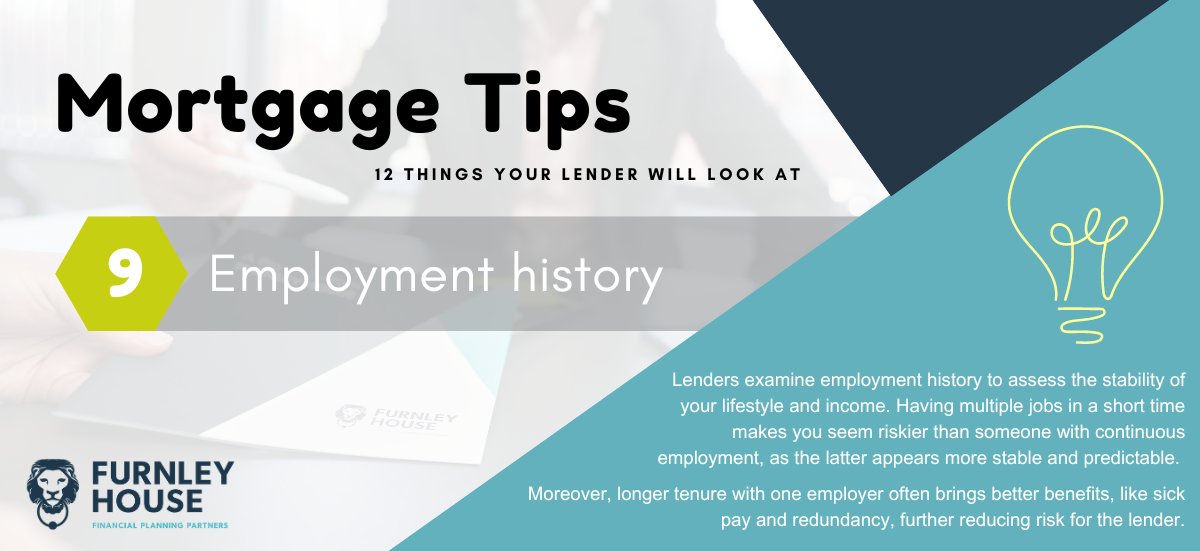 🏠Mortgage Tips series: we're back with another tip for you!

One of the things your lender will look at is... employment history🔍

Find out more: furnleyhouse.co.uk/mortgages

#mortgageadvice #mortgagetips #furnleyhouse #employmenthistory