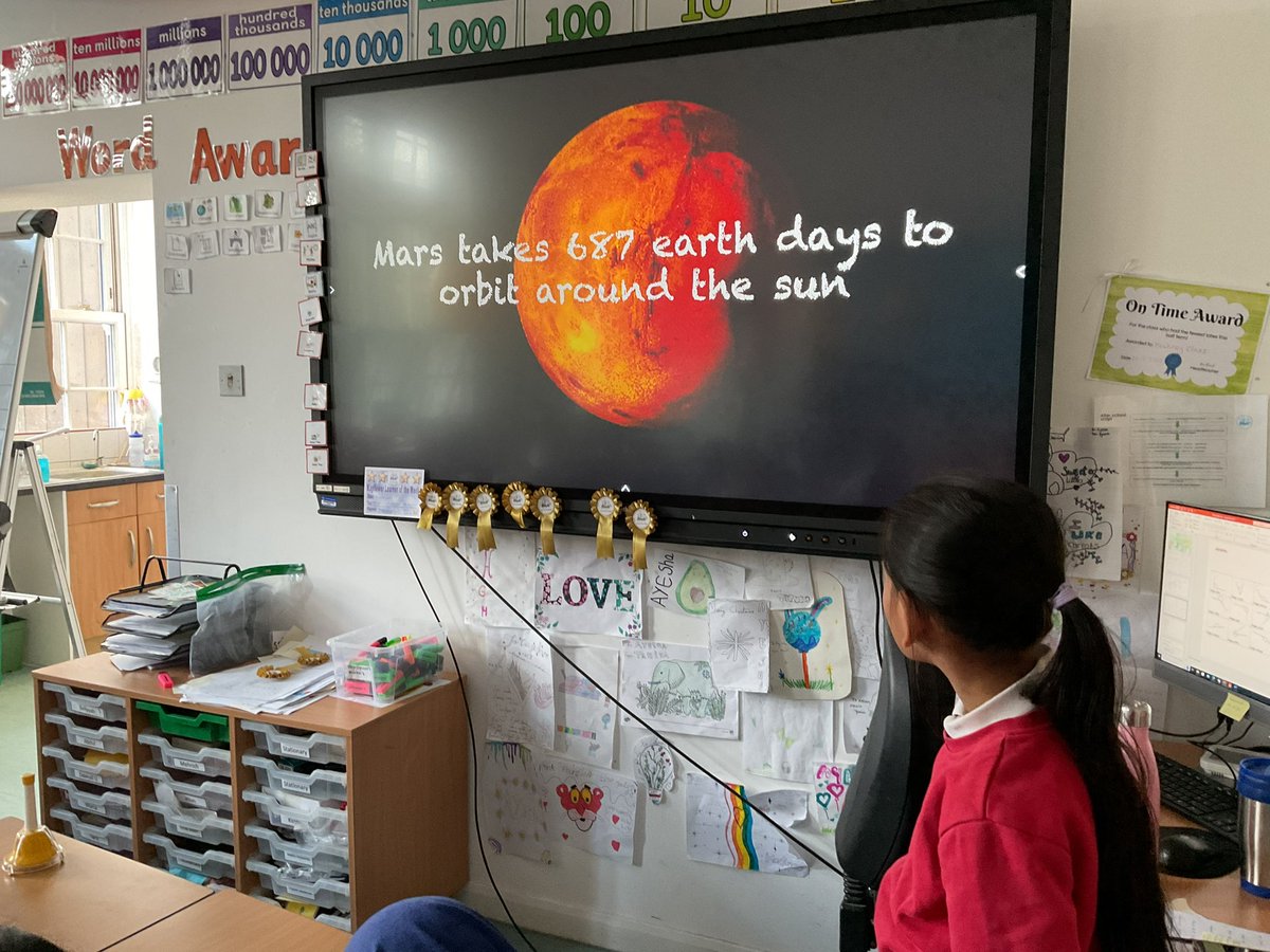 MayflowerSch's tweet photo. We have been performing presentations about our planet for our #English space non-chronological report. We included a mini quiz at the end to test everyone what they had learnt! #uks2 #hockneyclass https://t.co/C8GAhNZXze