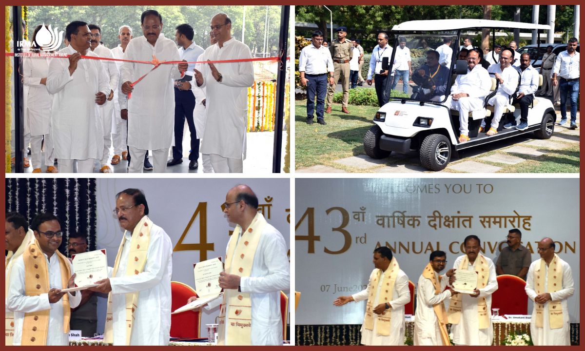 IRMAOfficial79's tweet photo. Shri M. Venkaiah Naidu, Hon’ble Former Vice President of India graced IRMA's 43rd Convocation Ceremony as the Chief Guest at the TK Patel Auditorium, NDDB. He was joined by Dr. Meenesh Shah, Chairman, IRMA &amp; NDDB and Dr. Umakant Dash, Director, IRMA. 

https://t.co/uHezxREgZo https://t.co/8xHVNIiYU2