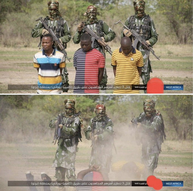 LouFrance75's tweet photo. Un groupe islamique exécute trois chrétiens au Nigeria.   

Les musulmans massacrant les non-musulmans sont une pratique courante.  
Il n’y a ni condamnation, ni indignation, ni protestation.  Seuls les Juifs qui se défendent suscitent la colère internationale. https://t.co/YooZzsKkst