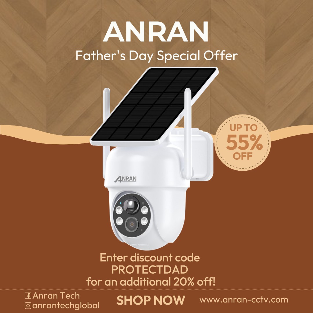 AnranTech's tweet photo. Father's Day Event Continues! Use code PROTECTDAD for up to 65% off! Share a moment with Dad, Like, and Follow to win a free C3 Camera! Winners are picked on Father's Day. #FathersDayGift #DadsDay #HomeProtection #HomeSafety #SecuritySystem #AnranTech https://t.co/K4WwkLcn3g