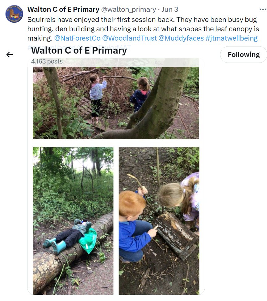 JohnTaylorMAT's tweet photo. A busy week back after half term! Theatre workshops with the Young Garrick @The_CTA_Way,  collaboration between Sports Ambassadors @johntaylorhigh creating activities for pupils @MosleyAcademy and Forest School sessions @walton_primary and also @trisschool with their families!👏 https://t.co/FXnTlgieOJ