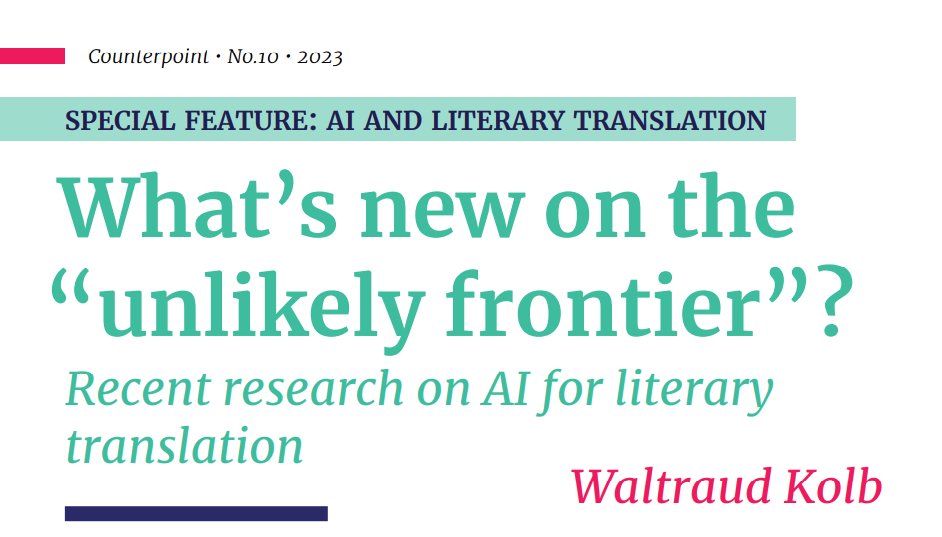 This #CeatlFriday we are dealing with serious topics: What’s new on the “unlikely frontier”? If you are interested in the latest developments in the research on AI for literary translation, we suggest this article from the latest issue of #Counterpoint
ceatl.eu/wp-content/upl… 1/2