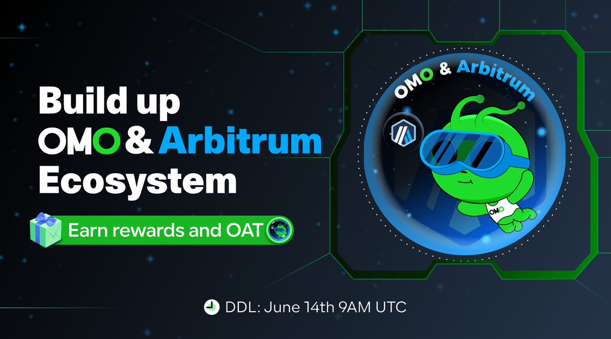OMOCommunity_'s tweet photo. 🎉Dive into an exciting adventure with Season 3 of the OMO Eco #GIVEAWAY on Arbitrum!

✅Cross-chain swap or bridge any token to Arbitrum using #OMOSwap
✅Fulfill tasks on @Galxe

💰Start gaining:https://t.co/Gzpwd9rkx1 https://t.co/Ujjcg3ja4J