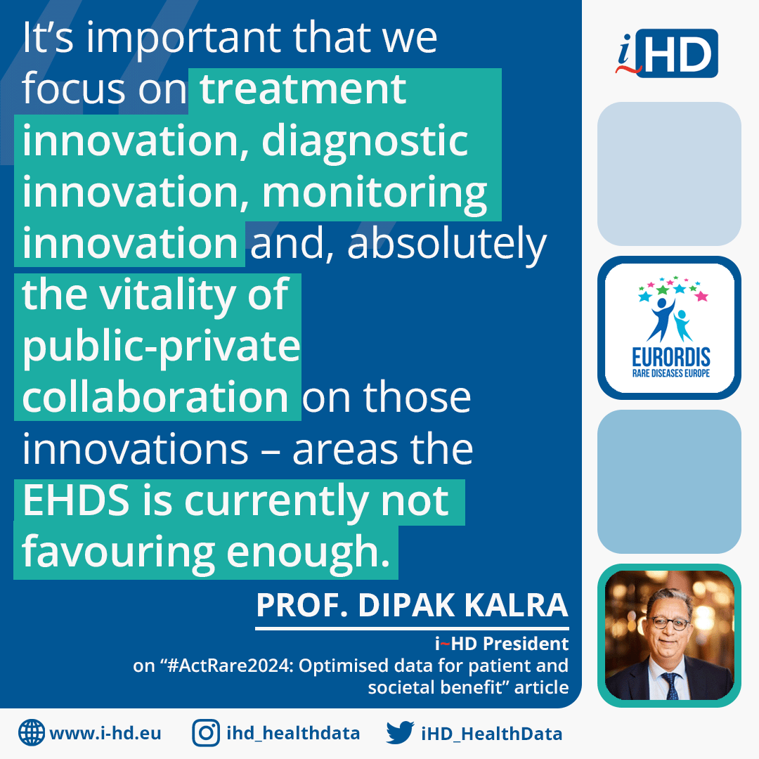 iHD_HealthData's tweet photo. In an article by @eurordis, i~HD Pres.@DipakKalra talks about the potential of the #EHDS in advancing #RareDisease diagnosis, treatment, care, and research.
But this legislation might also have some limitations for rare disease patients.

Full article 👉 https://t.co/WE9ncoabIP https://t.co/ttwWn06aCz