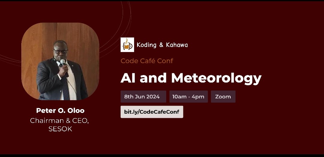 KodingKahawa's tweet image. #CodeCafeConf2024 Session Highlight:
Speaker: Peter Oloo, CEO Social Enterprise Society of Kenya
Title: AI and Meteorology 
Time: 8th June 2:05 pm EAT

#AI #CloudComputing #CareerDevelopment #TechEvent #KodingAndKahawa #FunlingsEntertainment #TechCommunity #Networking
