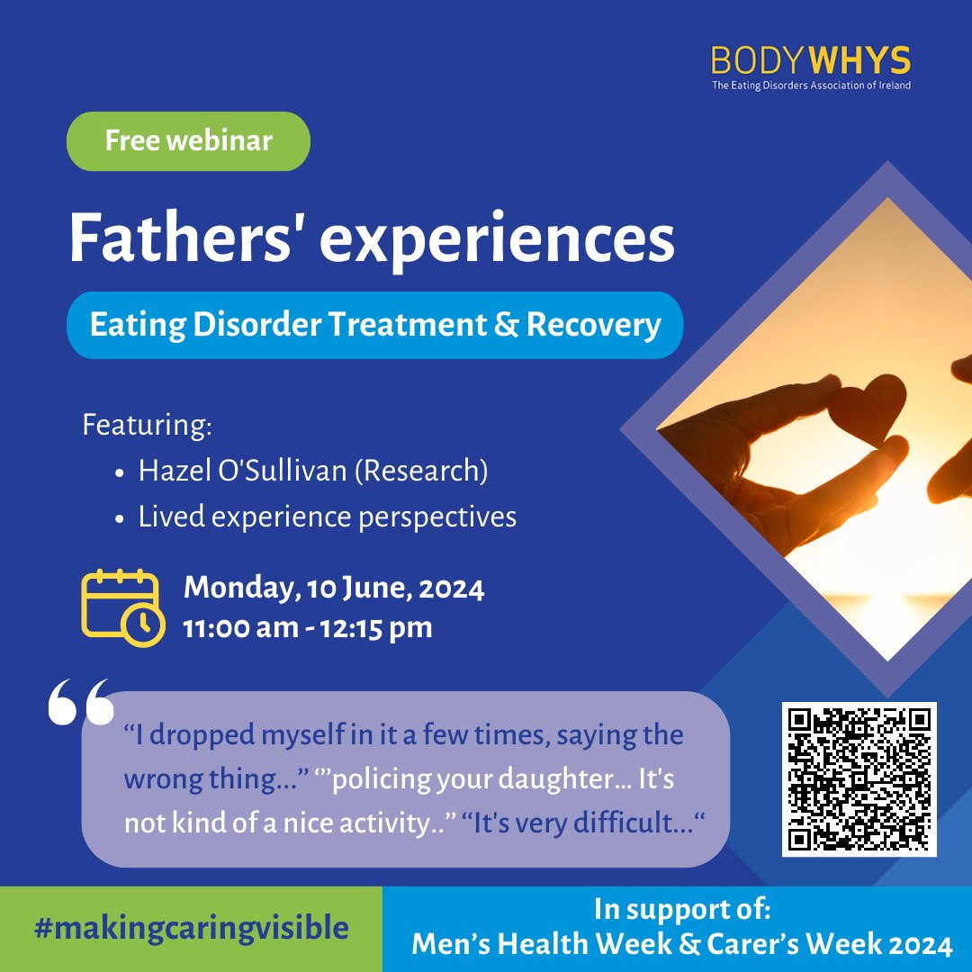 'Fathers' experiences - Eating Disorder Treatment and Recovery' - Monday 10th June 11am - 12.15pm

▶ Please ensure you are registered in advance, as the Teams link may take some time to be sent to your email.

Register here:
events.teams.microsoft.com/event/2f5b83ae…
