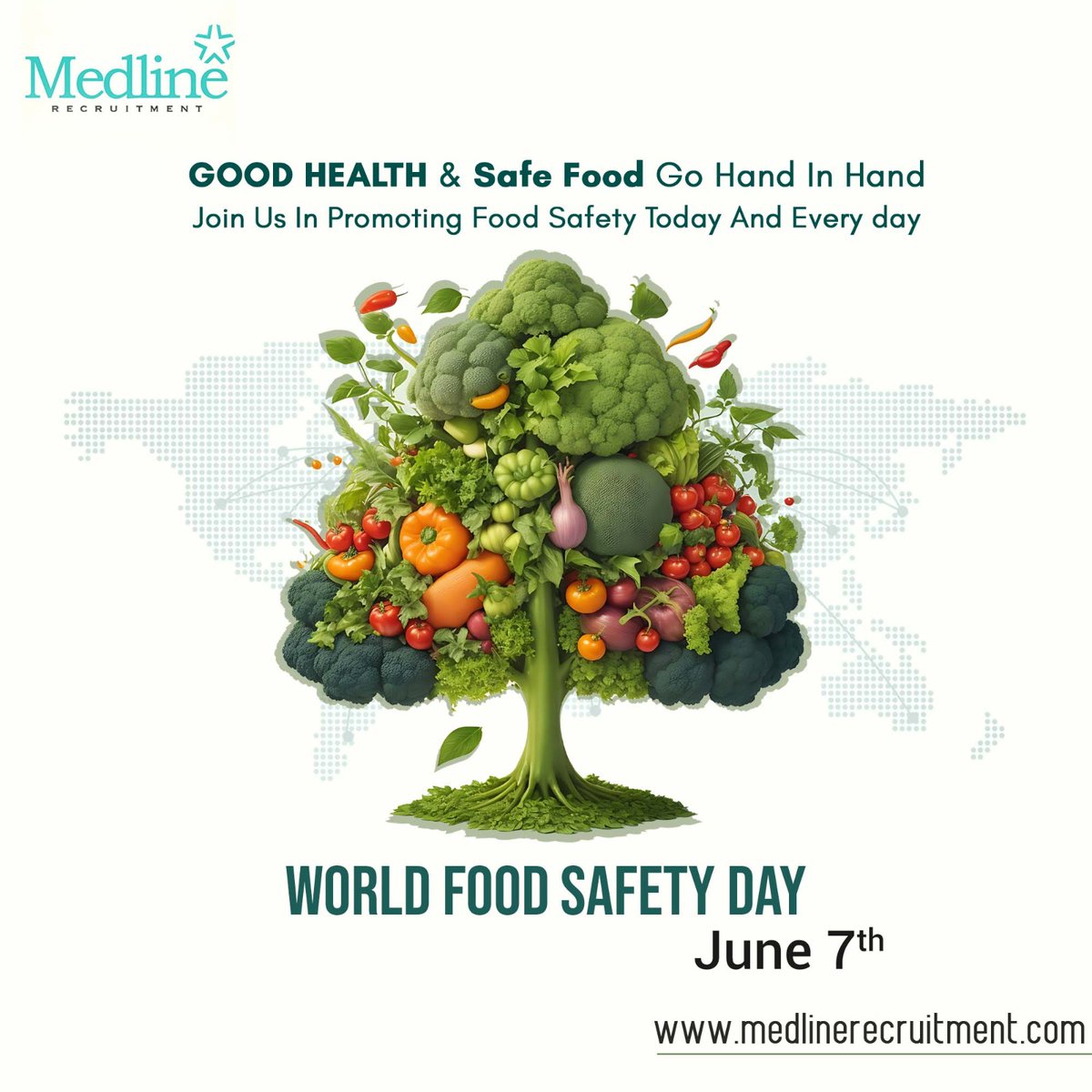 MedlineRecruit's tweet photo. World Food Safety Day!
Ensuring food safety is not only about protecting health, it’s about fostering development.
.
.
.
#WorldFoodSafetyDay #FoodSafety #SafeFood #FoodSecurity #HealthyEating #FoodSafetyFirst #SafeAndHealthy #FoodHygiene #FoodQuality #PreventFoodborneIllness https://t.co/CbKDEqQz0O