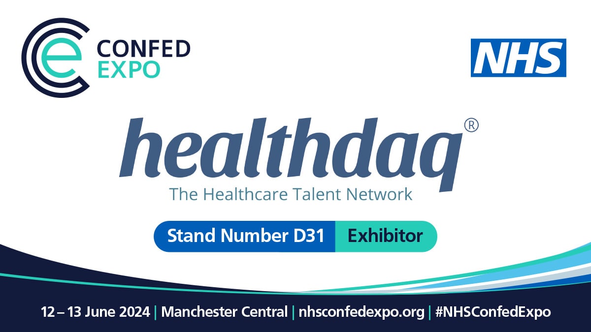 Excited to be exhibiting at the #NHSConfedExpo with our new brand, Healthdaq – 12-13 June at Manchester Central! Visit us at Stand D31 to learn more about how Healthdaq® is helping to transform in-house NHS recruitment. 

#Healthdaq #NHS