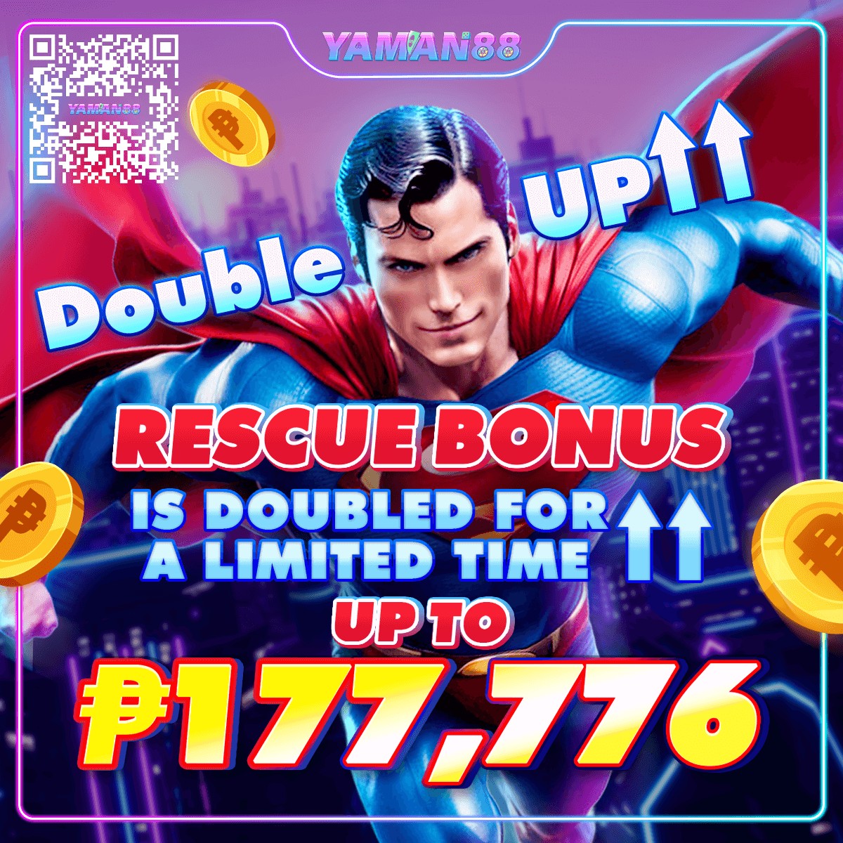 YAMAN88_ph's tweet photo. 🔥YAMAN88🔥
⏱️Limited Time Bonus UP TO "P 177,776"
#superman #news #games #YAMAN88 #casino #online #play #rescue #super #man #slots #slot #videogames #freebonus #FreeGame #surprise #club #freegift #present #onlinegame #onlinecasino #sports #race #weekend #friends #doublebonus https://t.co/i29Myt24oR