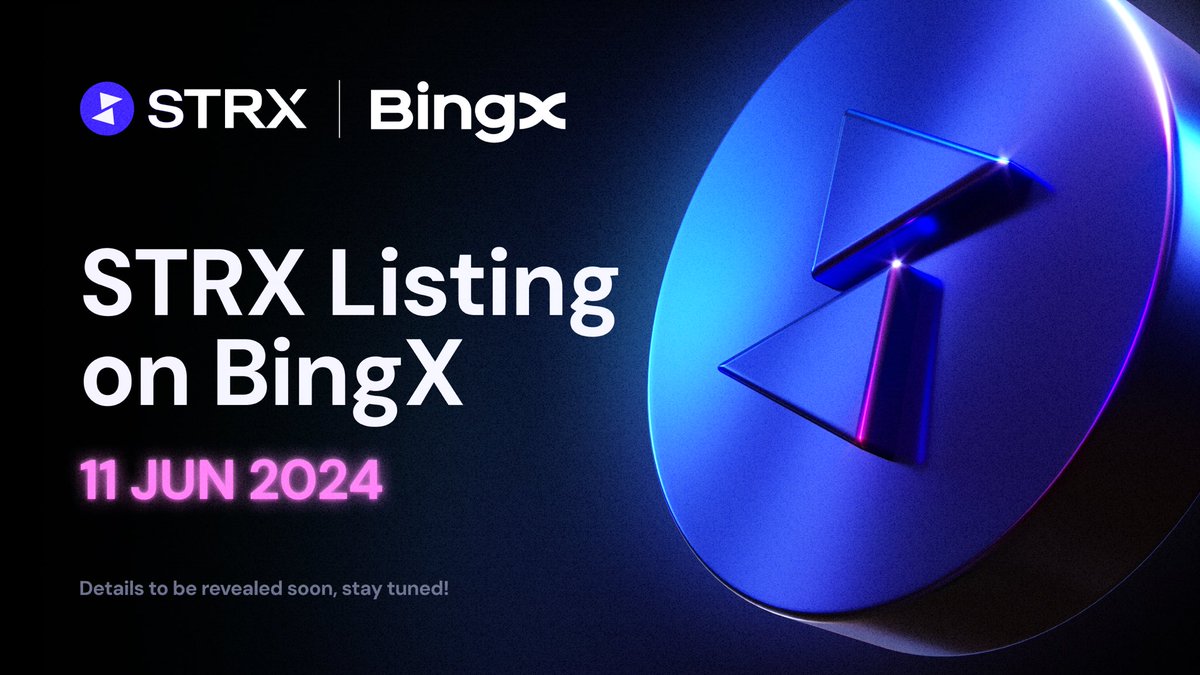 TradeStrikeBVI's tweet photo. 🆕 Listing.

$STRX is listing on @BingXOfficial⚡️

Tuesday 11th June 🗓️ https://t.co/HGyTU9G5q3