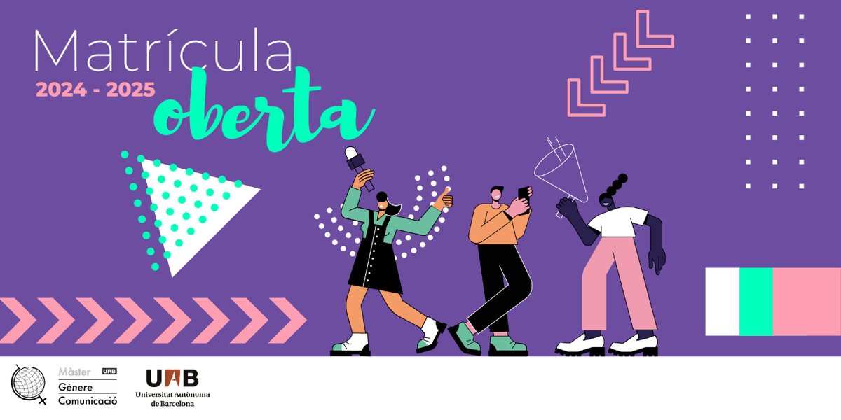 GIC_UAB's tweet photo. ¿Quieres explorar multitud de realidades y analizar la sociedad, la historia y la comunicación desde una perspectiva de género?🌟 Pues prepárate para una nueva edición de nuestro Máster de Género y Comunicación 💜 Te contamos todos los detalles a continuación 👇🏽 https://t.co/5QchnA9jjF