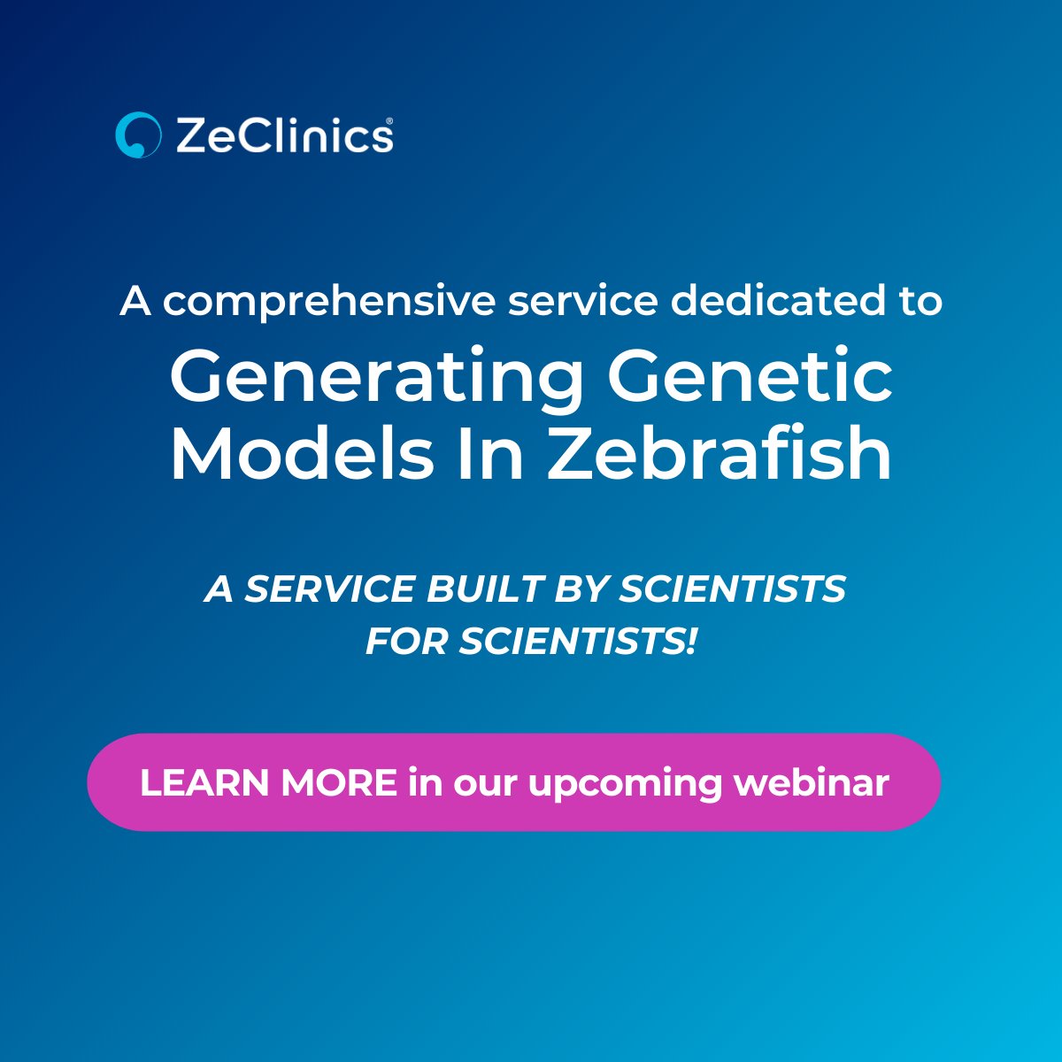 ZeClinics's tweet image. 💻We&apos;re preparing a hashtag#webinar where you can discover more details about how our services can support and enhance your research. Stay tuned for more information.

#DiseaseModeling #KnockoutModels #TransgenicModels #GeneticModels #Zebrafish #ScientificInnovation