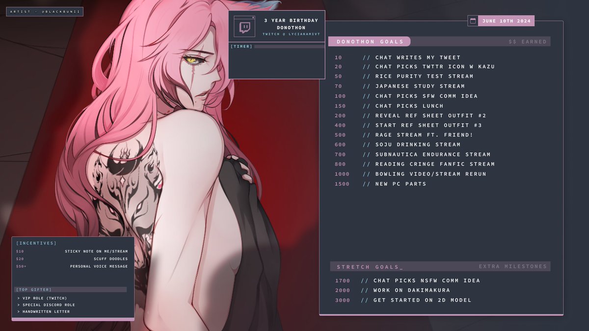 Come join my (totally not spur of the moment) birthday donothon!

I will host almost all week (or more until goals have reached) full of games with friends!! :D The streams will start from June 10th to june 14th(mayhap) A full schedule will be made as well soon hehe