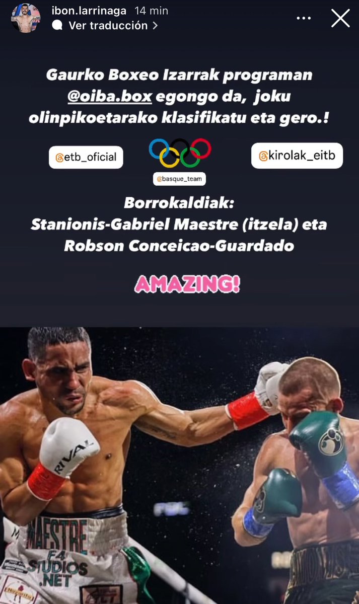 Gaur Boxeo izarrak programan!!
.
Hoy en el programa Boxeo izarrak:
.
#etb1 #etb #boxeoa #boxeoa #jokuolinpikoak #juegosolimpicos 
<a href="/eitbkirolak/">EITB Kirolak</a> @eitbNoticias <a href="/euskaltelebista/">ETB</a> <a href="/BATbasqueteam/">BAT Basque Team</a>
