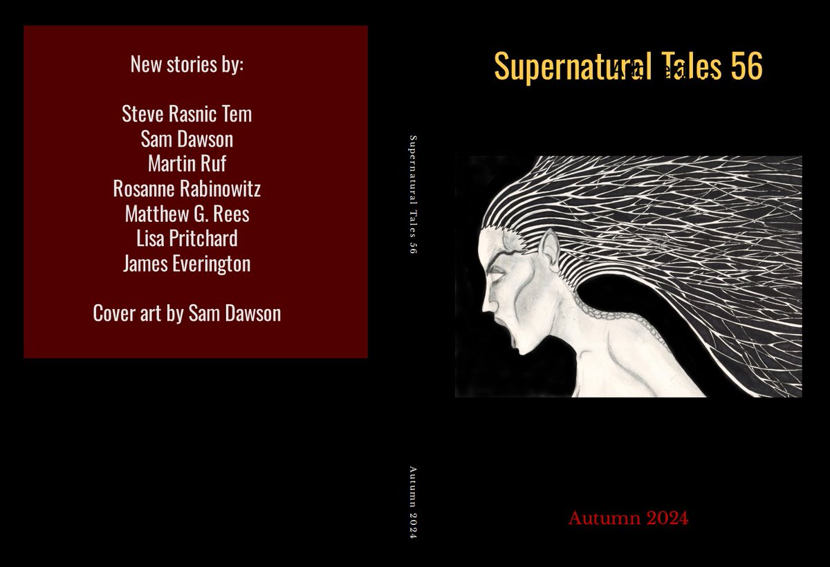 Pleased to have a story in the next 'Supernatural Tales'. 'Corpsed' will be in Issue 56, out autumn. My thanks to editor David Longhorn. List of featured tales can be found on the 'ST' site suptales.blogspot.com Provisional cover has art by Sam Dawson.
#shortstories  
 #tales
