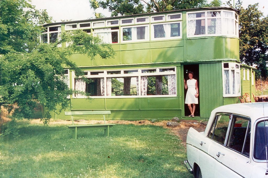 ThelmaScotland's tweet photo. Today’s picture shows a woman standing at the entrance to a converted Tram Caravan at a #holiday park c.1965 in an unknown location.  Any ideas where this might have been?      #1960s #memories https://t.co/rB10XZywmt