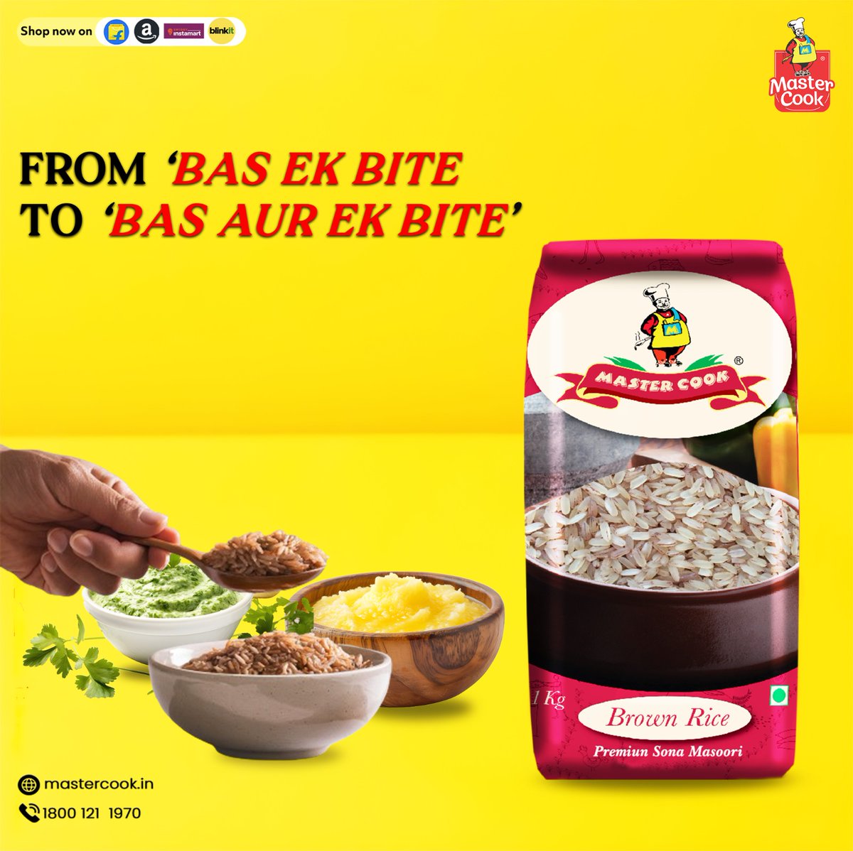 Mastercook_in's tweet photo. Because healthy choices don't have to be
bland!✨

Let us know in the comment section if you have tried
our brown rice😙

#mastercook #viral #foryou #foryoupage https://t.co/qmgQ154DUS