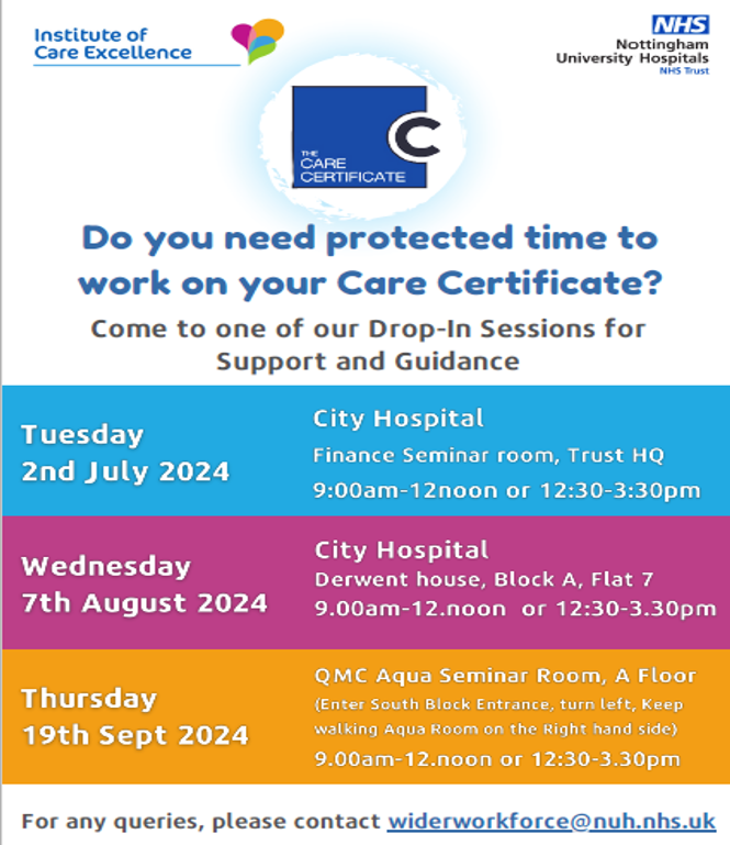 Institute of Care Excellence (@nuhinstitute) on Twitter photo Are you part of @TeamNUH and are currently undertaking your Care Certificate? Would you like protected time and support to help? Drop in to see the <a href="/widerworkforce/">Widerworkforce@NUH</a> team on one of the session below! <a href="/nottmhospitals/">Nottingham University Hospitals</a> Are you part of @TeamNUH and are currently undertaking your Care Certificate? Would you like protected time and support to help? Drop in to see the <a href="/widerworkforce/">Widerworkforce@NUH</a> team on one of the session below! <a href="/nottmhospitals/">Nottingham University Hospitals</a>