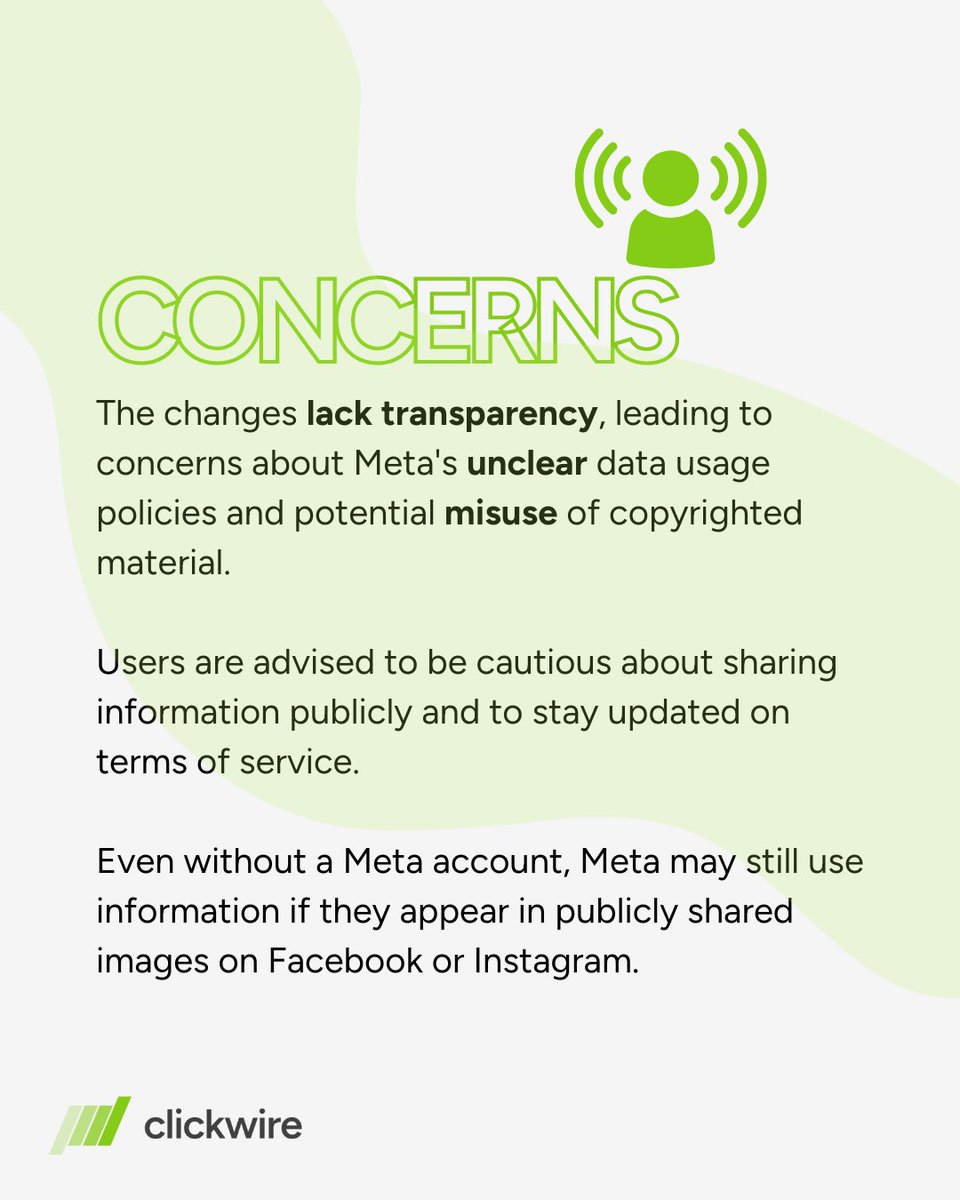 Clickwire_io's tweet photo. The recent news that Meta plans to use public posts from Instagram and Facebook to train its AI tools raised significant criticism from digital rights groups. 📱🛑

👉 Keep up with the latest updates: https://t.co/MDuwSmhI35

#ai #instagramupdate #aiethics #digitalrights #metaaI https://t.co/lH9whzHxaV