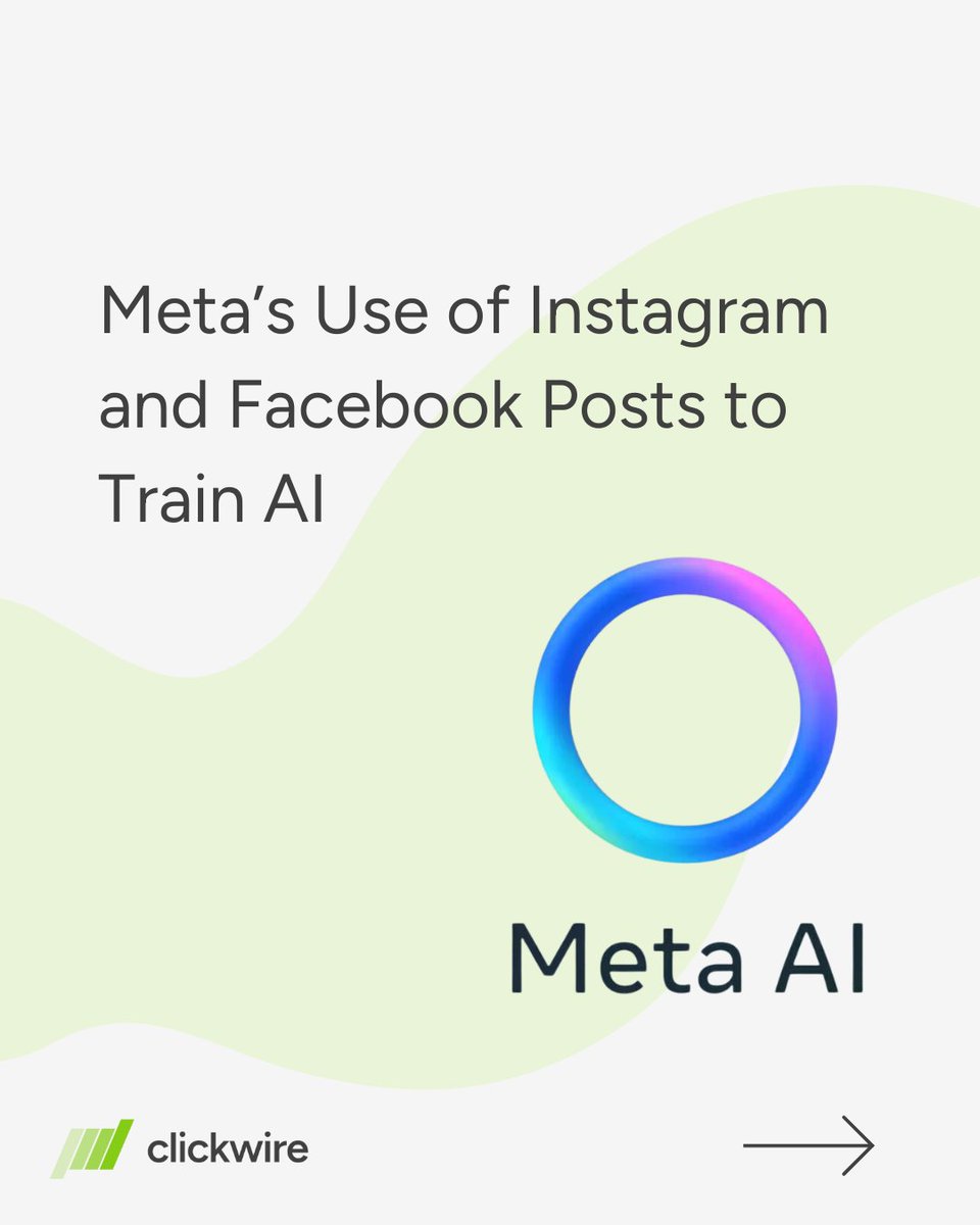 Clickwire_io's tweet photo. The recent news that Meta plans to use public posts from Instagram and Facebook to train its AI tools raised significant criticism from digital rights groups. 📱🛑

👉 Keep up with the latest updates: https://t.co/MDuwSmhI35

#ai #instagramupdate #aiethics #digitalrights #metaaI https://t.co/lH9whzHxaV