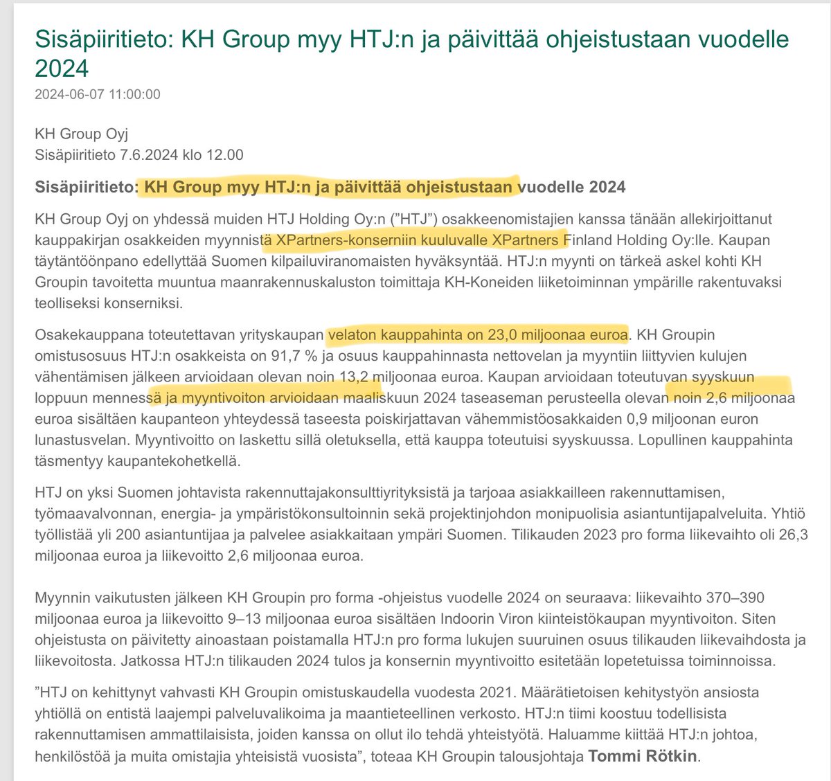 zijoittaja's tweet photo. #KHGroup myy ja päivittää. Ostaja X-Paronin konsortio…🤓 ehe…#Spede
📈 +17%
Eiköhän tässä vielä ennen juhannussaunaa kuulla muiltakin pörssifirmoilta kaupoista tms. järjestelyistä? https://t.co/2smduDKFfp