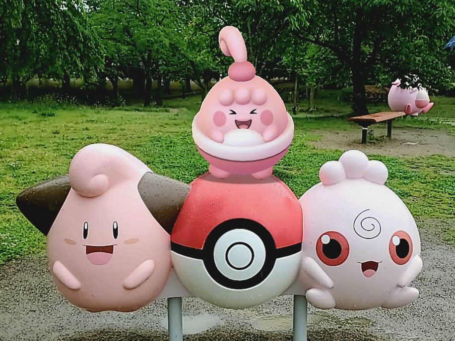 hiro_pichu's tweet photo. 念願のラッキー公園☺️
行って来ました✨️✨️✨️
全部かわいい🥰

#ポケモン　
#Pokemon
#GOsnapshot
#ラッキー公園inこおりやまし https://t.co/FHCVTdyaVM