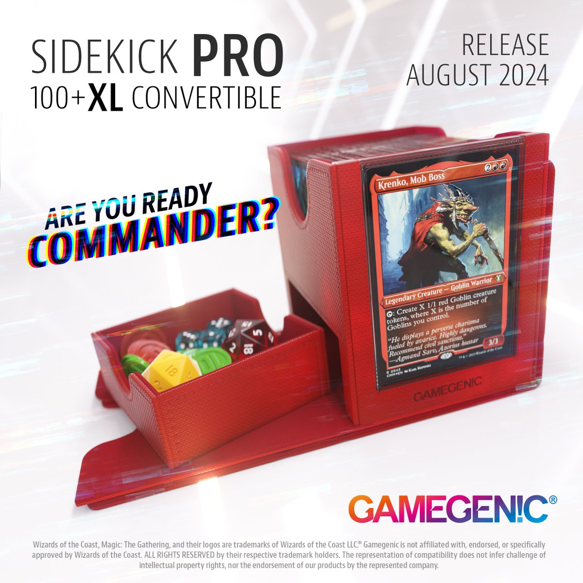 Gamegenic_'s tweet photo. The deck box everyone's been waiting for –  the ingenious Sidekick PRO 100+ XL!
Instantly identify your deck without opening the box.😮 PLUS: Extra drawer for gaming accessories!
Are you ready, red Commander?⚔️
ℹ️Release: 08/2024
ℹ️MSRP: 34.99$/��
#gamegenic #sidekick #mtg #tcg https://t.co/XtJyzSq4XR