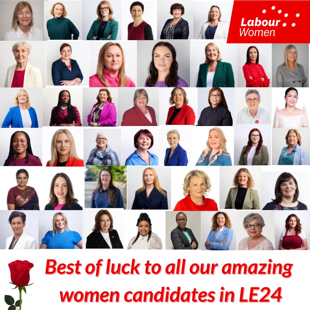 Best of luck to the brilliant <a href="/labourwomen/">Labour Women</a> candidates standing in #LE24 today around the country! And also especially to <a href="/niamhhourigan1/">Prof. Niamh Hourigan</a> in #IrelandSouth! (And if you can’t find a Labour woman to vote for, next best thing is a Labour feminist man or non-binary candidate! 😉) 🌹