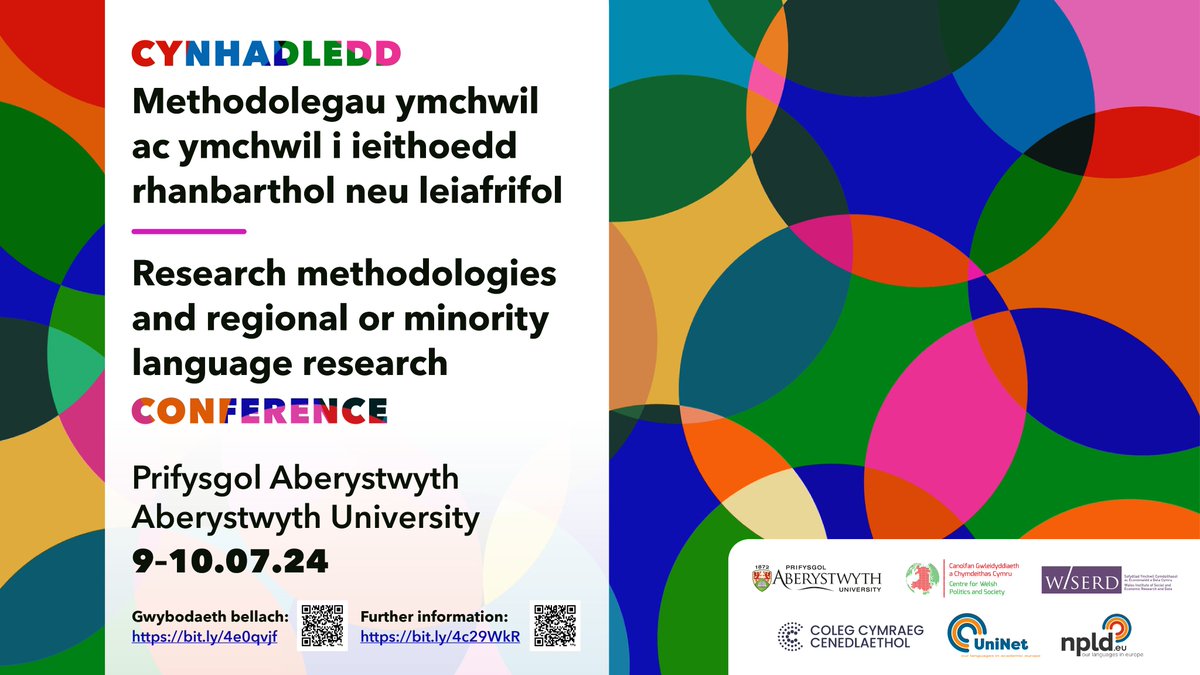 Great to be hosting this in July! Discussing latest research and methodologies on the Welsh language and over 10 other regional and minority languages. Collaborating with <a href="/WISERDNews/">WISERD</a> <a href="/colegcymraeg/">Coleg Cymraeg</a> <a href="/npldeu/">NPLD</a> &amp; Uninet. Croeso!/ All Welcome! Info: bit.ly/4c29WkR
