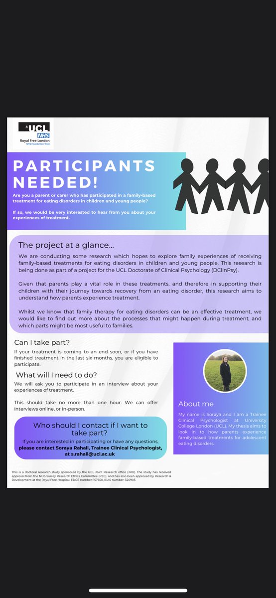 ✨ FINAL CALL FOR PARTICIPANTS ✨

I am still really keen to hear from any parents who have recently completed family-based treatments for eating disorders in child/adolescent settings, as recruitment for my DClinPsy thesis project comes to an end!