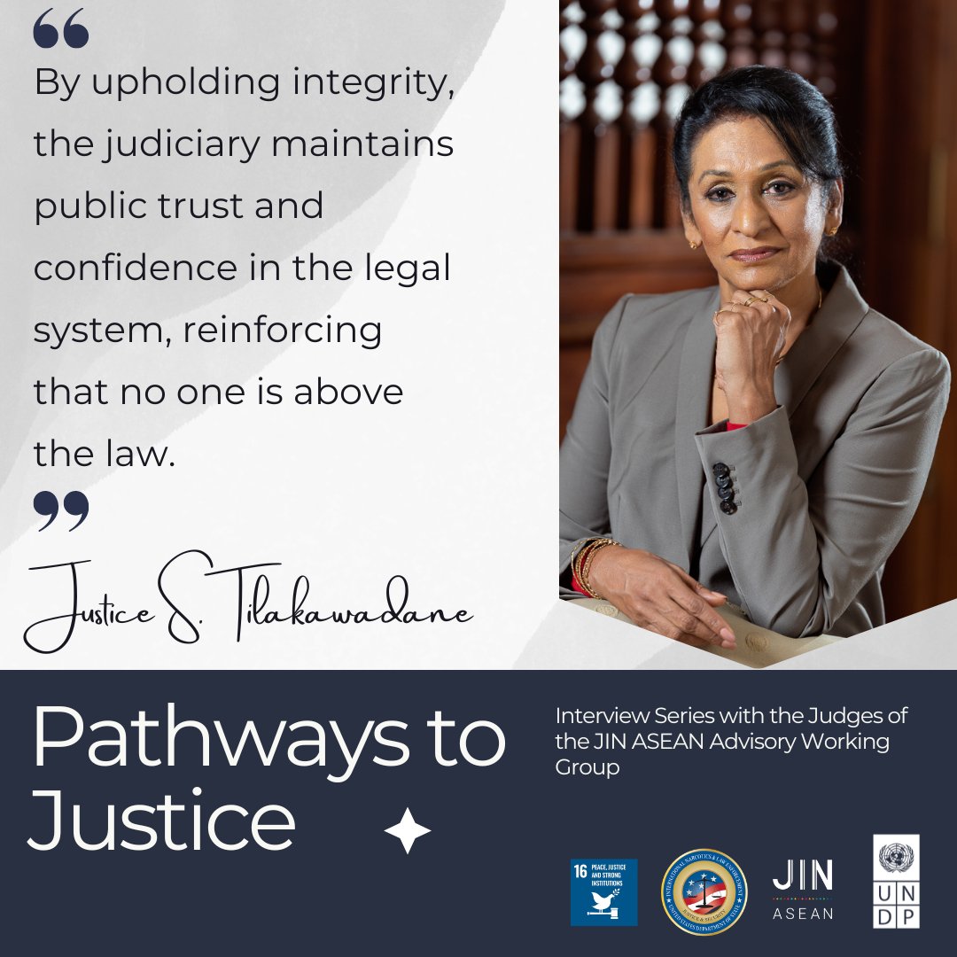 UNDPJINASEAN's tweet photo. 🌟 𝗨𝗽𝗵𝗼𝗹𝗱𝗶𝗻𝗴 𝗜𝗻𝘁𝗲𝗴𝗿𝗶𝘁𝘆 𝗶𝗻 𝘁𝗵𝗲 𝗝𝘂𝗱𝗶𝗰𝗶𝗮𝗿𝘆

Read the interview w/ Justice Shiranee Tilakawardane, former justice of Sri Lanka Supreme Court and #integrity #HumanRights champion

Discover Justice Tilakawardane’s vibrant career 🔗https://t.co/nP9XHyHKWo https://t.co/sxVXAuJkWJ