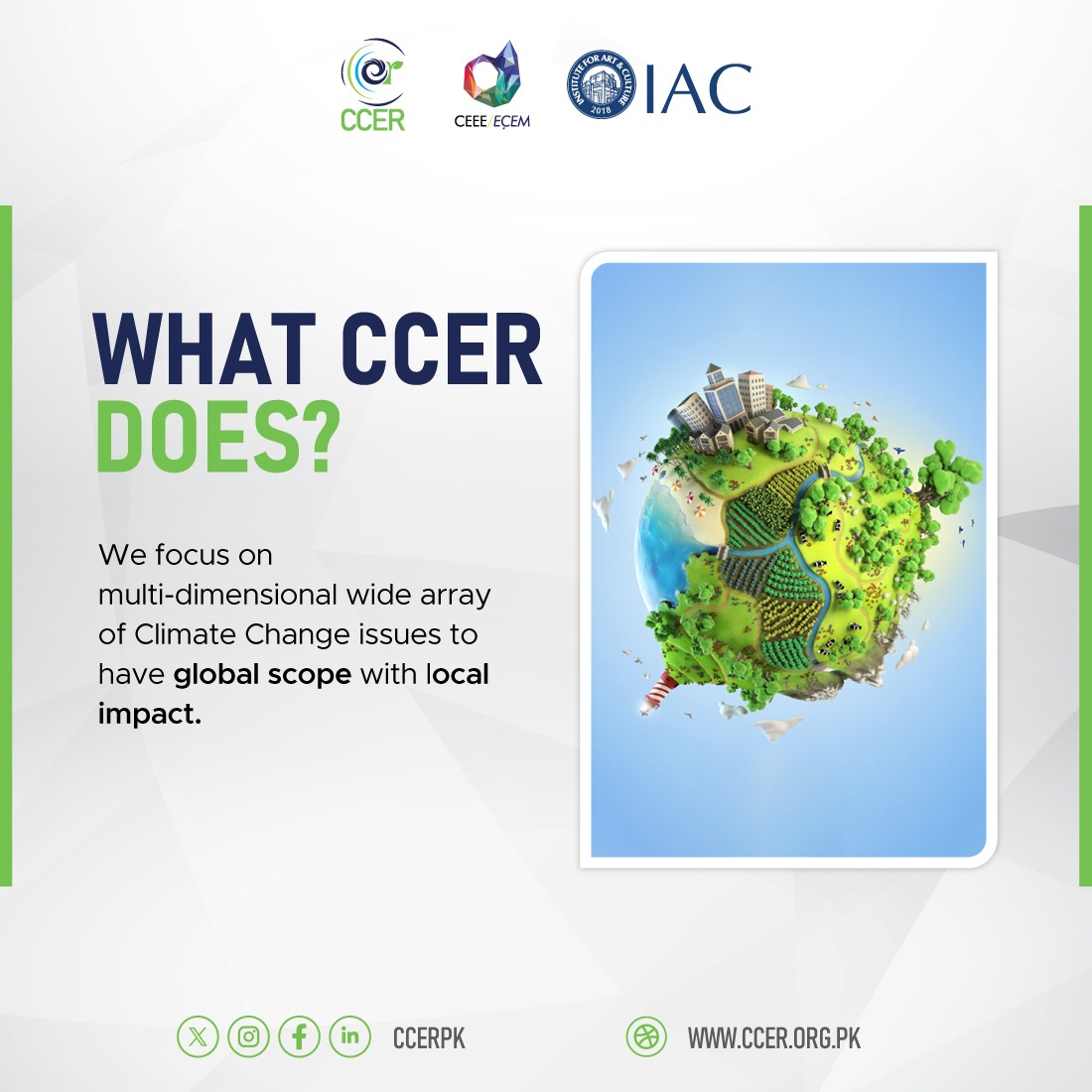 ccerpkofficials's tweet photo. What 𝗖𝗖𝗘𝗥 does is tackle one of the most pressing issues of our time. By addressing climate change from a multi-dimensional perspective,CCER can:
-Conduct comprehensive research
-Develop innovative solutions
-Engage in policy advocacy &amp; Support capacity building
#iacofficials https://t.co/8tGmKVybiy