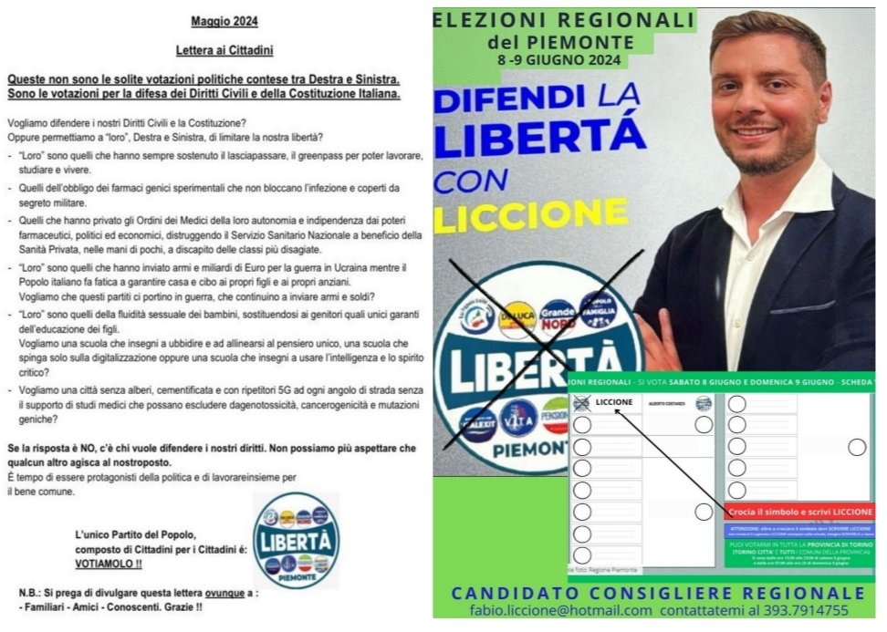 VarianteTorino's tweet photo. Ciao torinese domani #8giugno o domenica #9giugno vai a votare per le #elezioni regionali del Piemonte, metti la croce sul simbolo #liberta e vota Liccione. Puoi farlo in tutta la provincia di Torino. (Torino città e in tutti i comuni della provincia) https://t.co/ws7ENb2Gf0