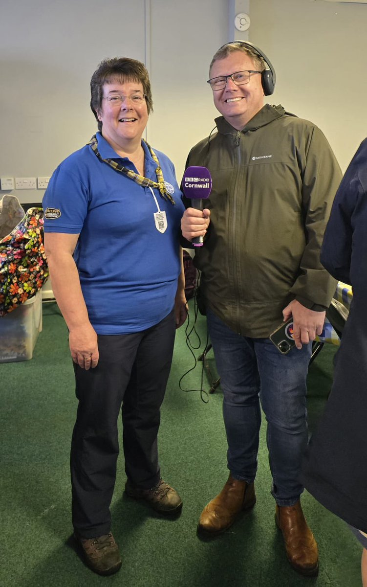 RCSMessenger's tweet photo. Thank you to @ChurchfieldJE at @BBCCornwall for coming to the @guidingcornwall stand 456 at the @RoyalCornwall 🎤 https://t.co/n0V5t5Ra42