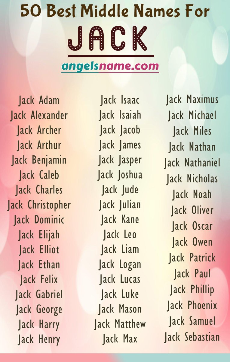 Angelsname7's tweet image. Dive into the charm of Jack! Discover over 200 stylish middle names, irresistible nicknames, and famous namesakes in our ultimate guide. Perfect your baby's name journey! ✨ #BabyNames #Jack #MiddleNames #AngelsName

👉 Read more rb.gy/3ko3lv