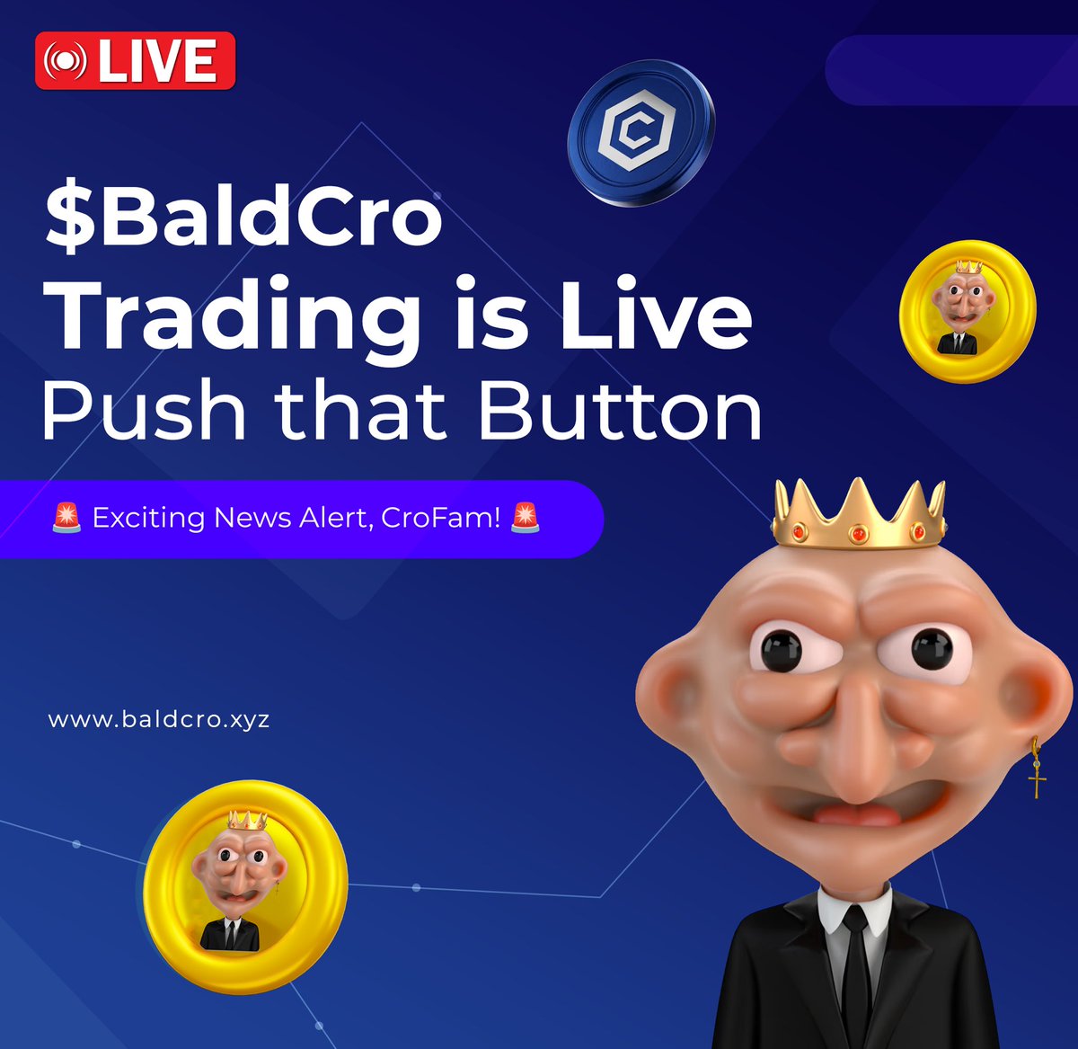 BaldCro's tweet photo. π Exciting News! π
π $BaldCro is now LIVE for trading on the Cronos Chain! π
π Get your $BaldCro now and join the journey to the moon! ππ
π Trade here: https://t.co/Who3KuuWVo
π Donβt miss out ππ
π Trade now and letβs grow together! π±π
π #BaldCro #CroFam https://t.co/AXR1vcIXoG
