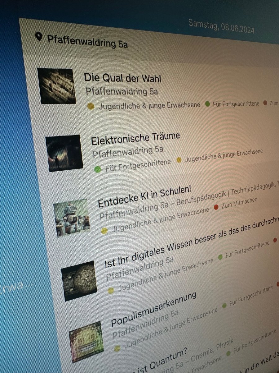 Wir sind Morgen dabei beim Tag der Wissenschaft #ScienceDay auf dem Campus Vaihingen #unistuttgart, ab 13 Uhr. IRIS findet ihr im Pfaffenwaldring 5a, hier könnt ihr euer Wissen testen und auch etwas gewinnen. Mehr Infos gibt es hier universitaet-stuttgart.lineupr.com/tdw/