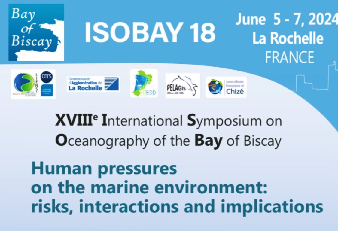 LIENSsCNRSULR's tweet image. @ISOBAY17 18th Symposium La Rochelle 5-7 June, more than a hundred researchers present their work on the Bay of Biscay #coastal #sea 🐙#humanactivities 
#oeanography #geology🌊 #ecology 🐠#climatchange 🌀
@LIENSsCNRSULR @CEBC_ChizeLab @CNRSecologie @aqualarochelle @AggloLR