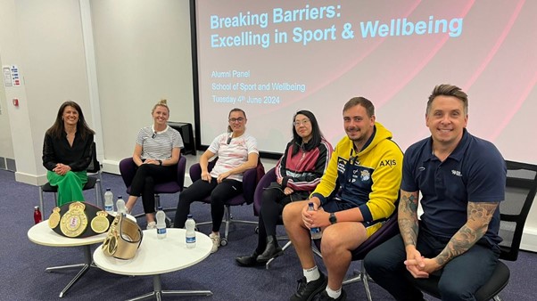 LeedsTrinitySCE's tweet photo. This week we invited over 150 college students to our Breaking Barriers: Excelling in Sport and Wellbeing event. There was an insightful talk from Olympic Swimmer Adam Whitehead, followed by group sessions, a careers fair and an alumni panel. Thanks again to all involved! https://t.co/kWM8pRZSGE