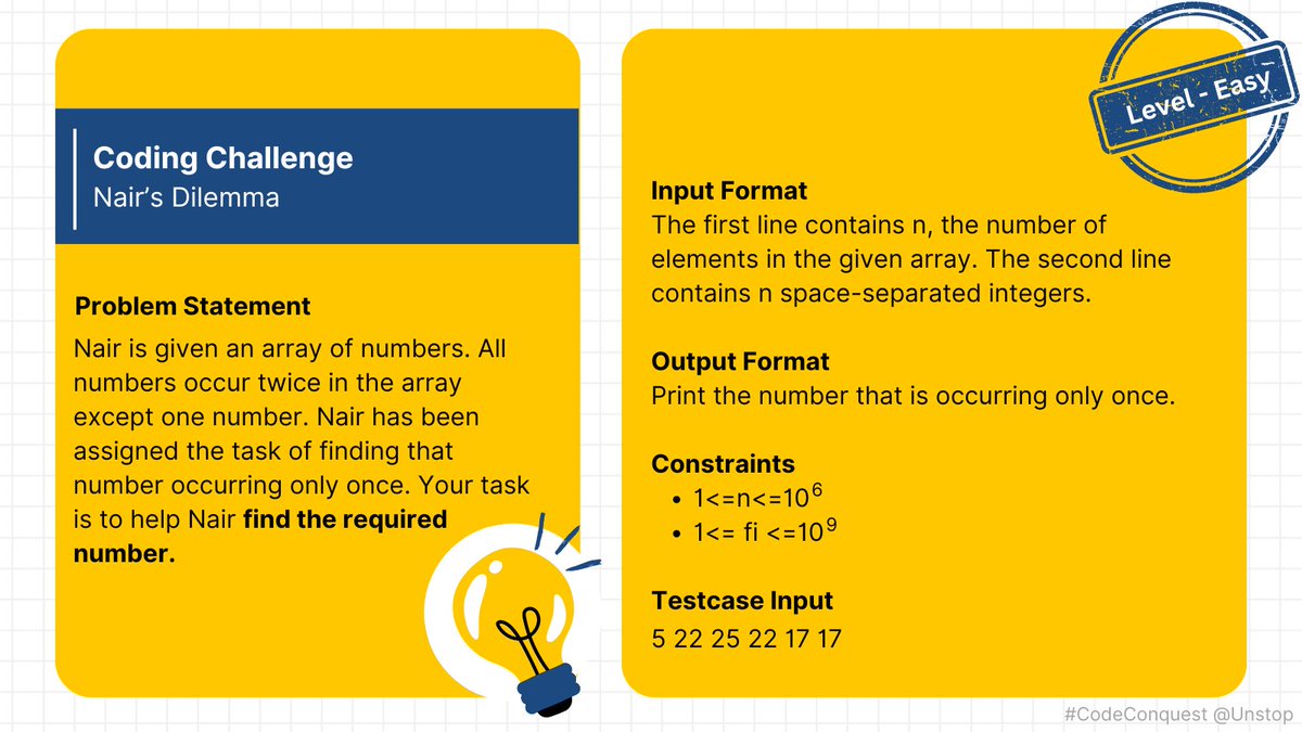 Unstop_World's tweet photo. ⏳How long did it take you to solve this #coding question? 

✅Find the solution and practice other #programming concepts here: https://t.co/Yddno4af53  

#OneCodeADay #Hackathon #CodingChallenge #100DaysOfCode #developer #HTML #Python #CSS #programmer