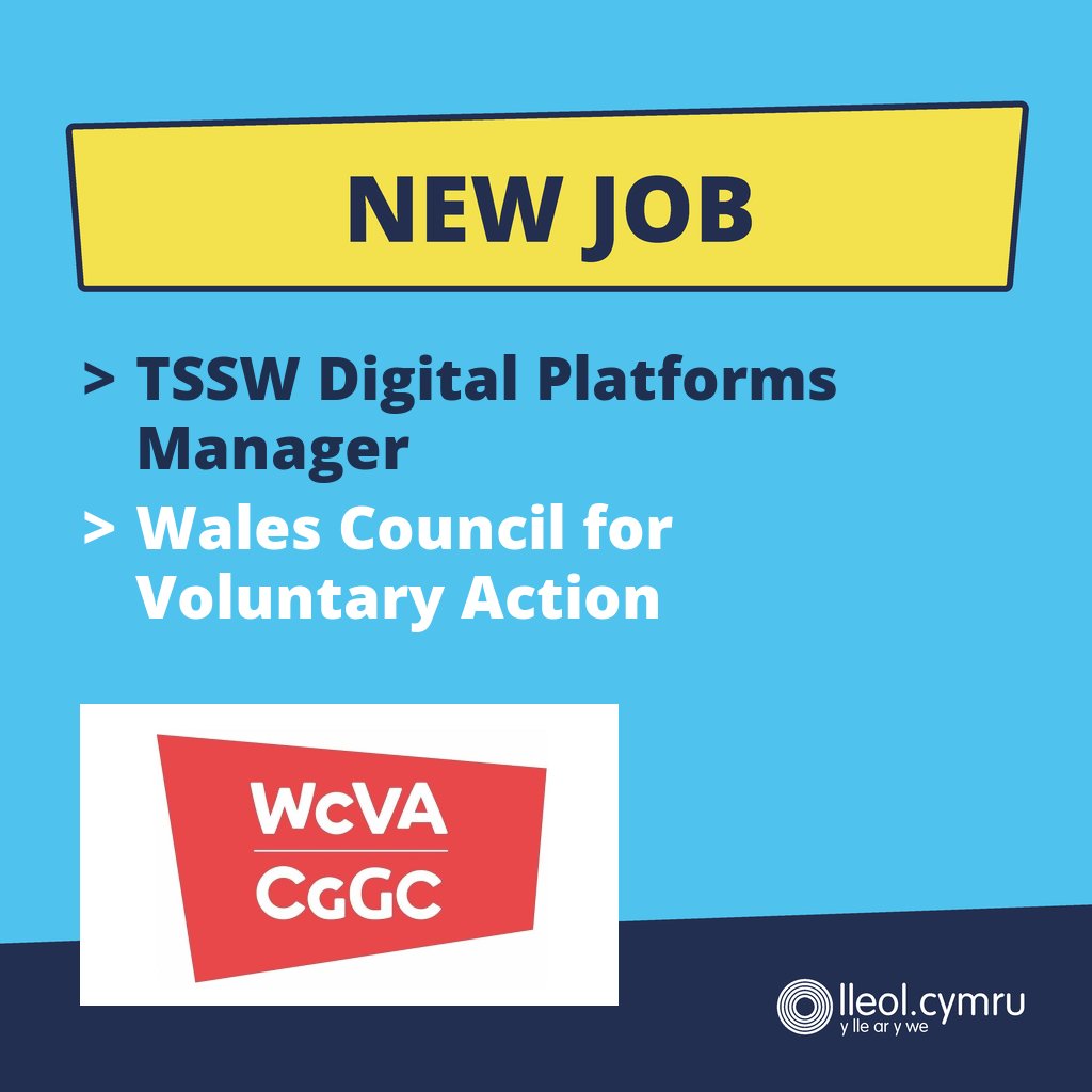 **NEW JOB ADVERT** 

&gt;&gt; TSSW Digital Platforms Manager
&gt;&gt; Wales Council for Voluntary Action 

More info here &gt;&gt; bit.ly/4aXvwGm

<a href="/WCVACymru/">WCVA | CGGC</a>