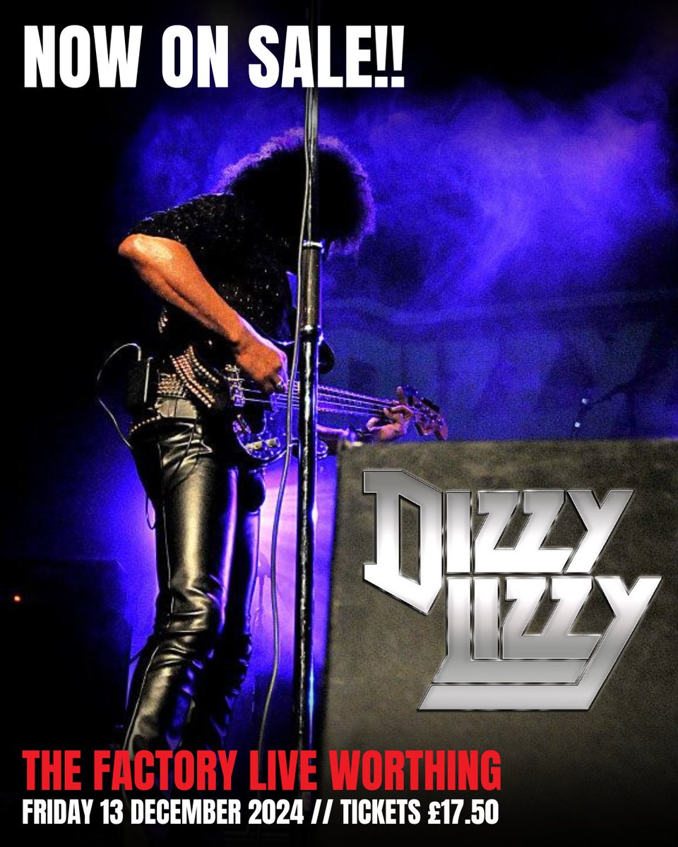 NOW ON SALE
𝗗𝗜𝗭𝗭𝗬 𝗟𝗜𝗭𝗭𝗬 ⚡️⚡️
WORTHING // FRI 13 DEC // £17.50
<a href="/DizzyLizzyBand/">Dizzy Lizzy</a> celebrate 30 YEARS of touring the very best of Phil Lynott and THIN LIZZY at The Factory Live this December 🎟️👇 
thefactorylive.co.uk/event/dizzy-li…