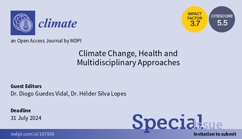 climate_MDPI's tweet photo. ⭐️New Special Issue: Climate Change, Health and Multidisciplinary Approaches
Guest Editors: Dr. Diogo Guedes Vidal @DiogoGVidal13 and Dr. Hélder Silva Lopes @htsltiago  
🔗https://t.co/t1ZBkXE1Io
#Climate #Health #resilience https://t.co/5L25vcatgO