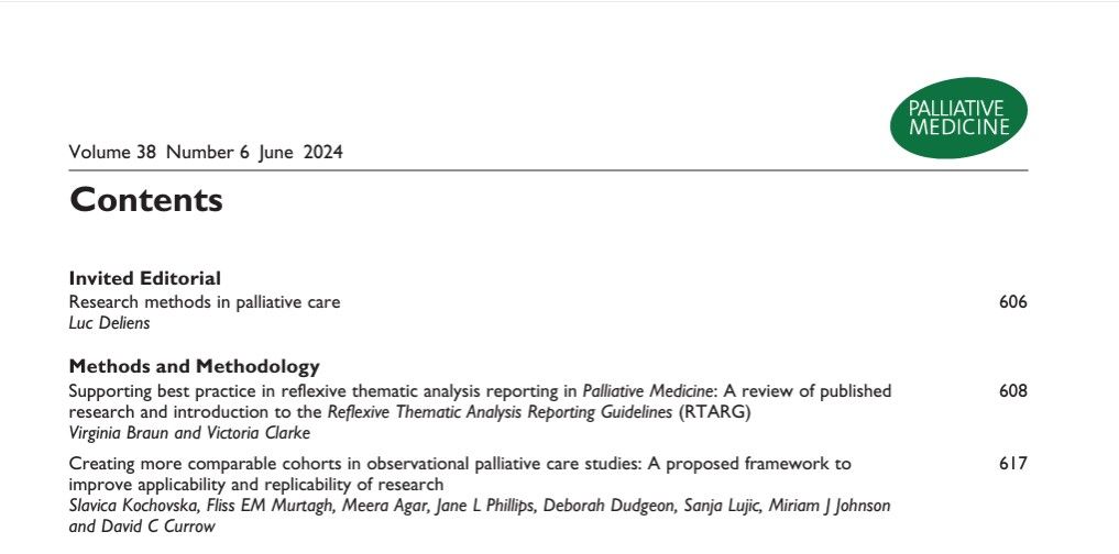PalliativeMedJ's tweet photo. Interested in research methods in #palliativecare?  Take a look at our new issue out today with a focus on different approaches to research in our 'methods and methodology' article strand. #hpm #hapc https://t.co/7dWOdC3jNm https://t.co/m8r4zdFuy1